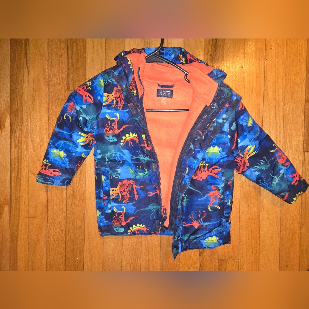 The Children's Place Blue and Orange Dino Jacket
